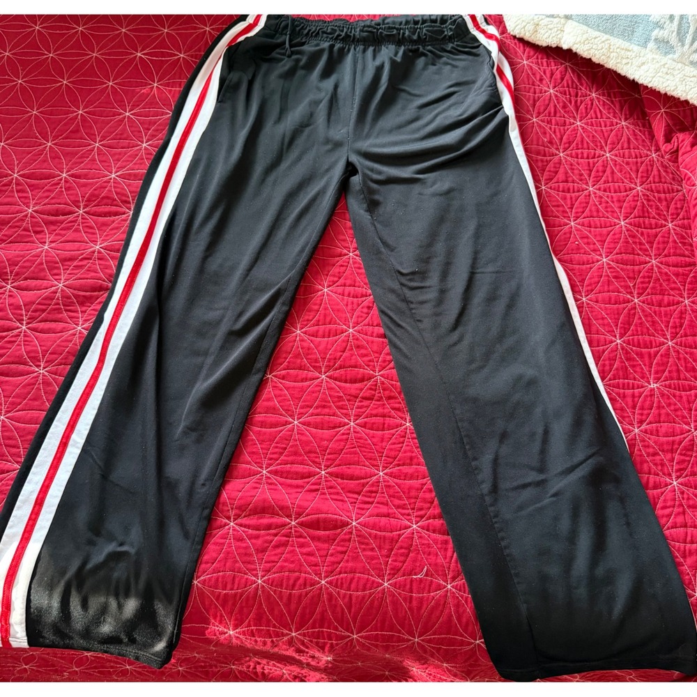 Zone Pro Mens Athletic Track Pants XL Black Red White Side Stripe Pockets Gym